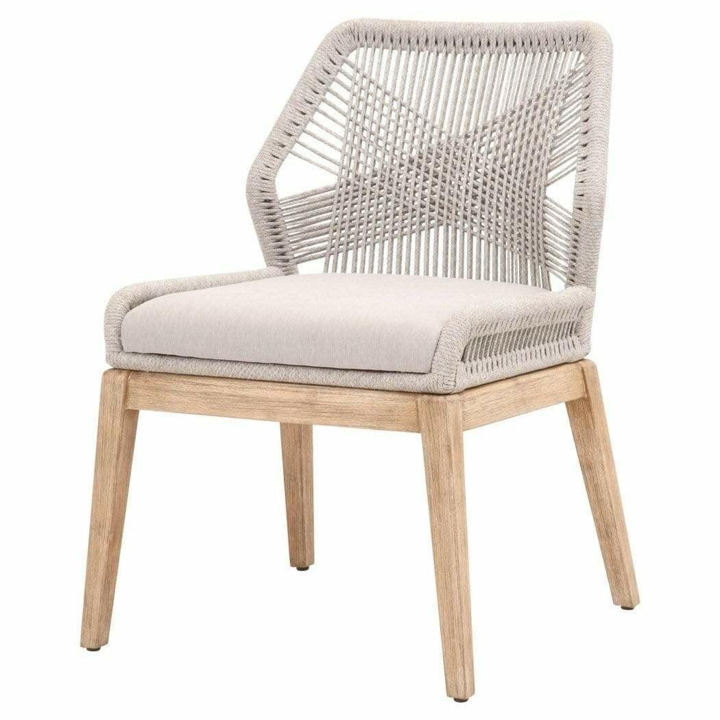 Loom Dining Chair Set of 2 Taupe and White Rope Mahogany Wood Dining Chairs Sideboards and Things By Essentials For Living