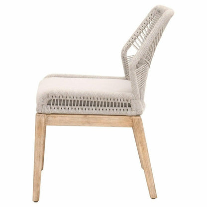 Loom Dining Chair Set of 2 Taupe and White Rope Mahogany Wood Dining Chairs Sideboards and Things By Essentials For Living