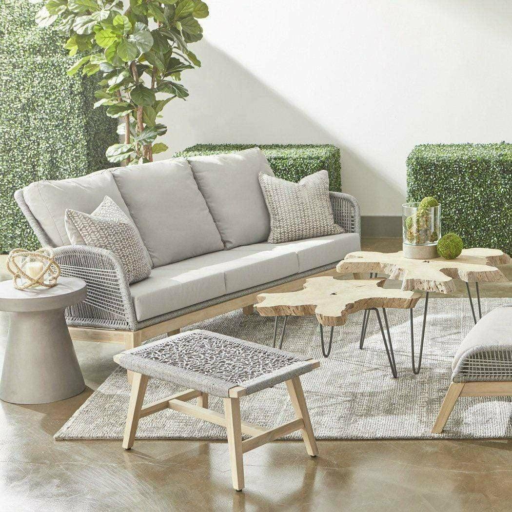 Loom Outdoor 79" Sofa Platinum Rope Gray Teak Wood Outdoor Sofas & Loveseats Sideboards and Things By Essentials For Living