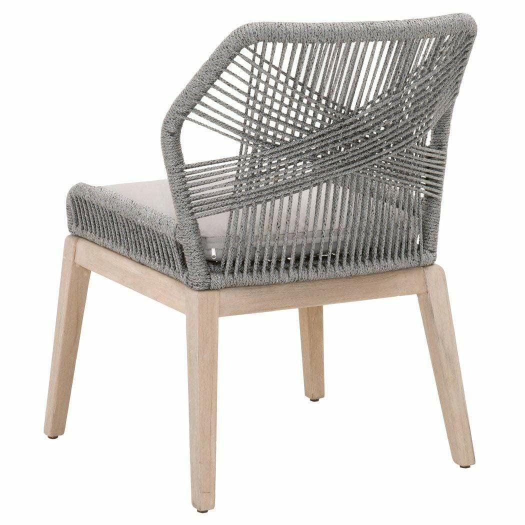 Loom Outdoor Dining Chair Set of 2 Platinum Rope Teak Wood Outdoor Dining Chairs Sideboards and Things By Essentials For Living