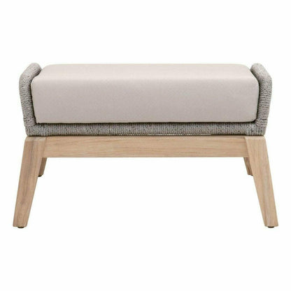 Loom Outdoor Footstool Teak Wood and Grey Rope Poufs and Stools Sideboards and Things By Essentials For Living