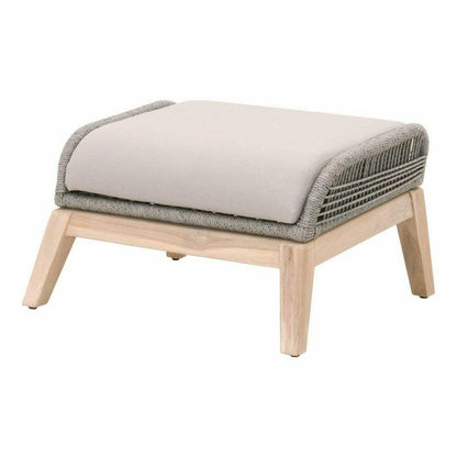 Loom Outdoor Footstool Teak Wood and Grey Rope Poufs and Stools Sideboards and Things By Essentials For Living