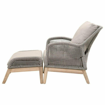 Loom Outdoor Footstool Teak Wood and Grey Rope Poufs and Stools Sideboards and Things By Essentials For Living