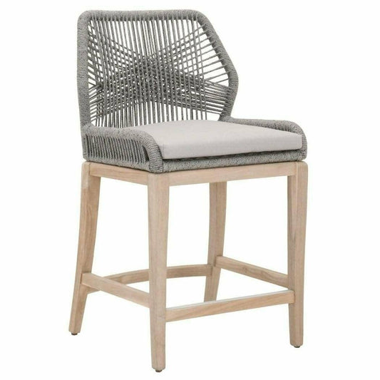 Loom Outdoor Rope Counter Stool Platinum Rope Teak Wood Outdoor Counter Stools Sideboards and Things By Essentials For Living