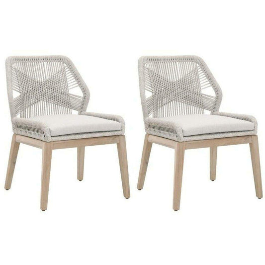 Loom Outdoor Rope Dining Chair Set of 2 Taupe Rope and Teak Outdoor Dining Chairs Sideboards and Things By Essentials For Living