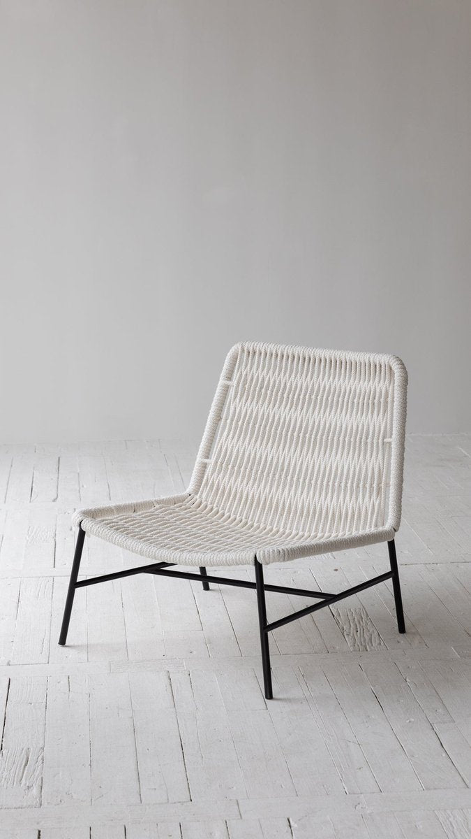 LH Home Loom Steel Frame White Accent Chair