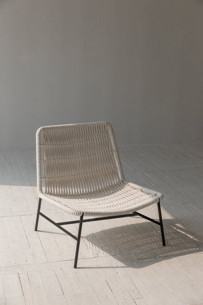 LH Home Loom Steel Frame White Accent Chair