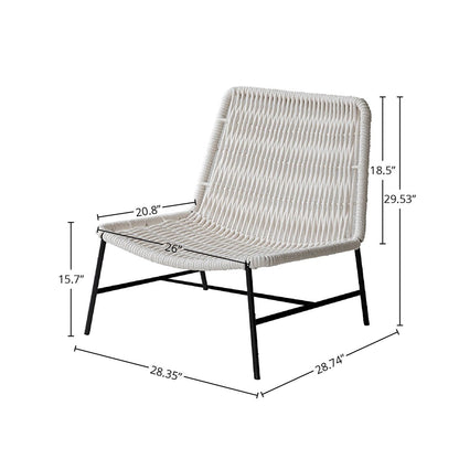 LH Home Loom Steel Frame White Accent Chair