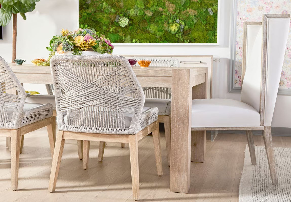 Loom Fabric Armless Dining Chair 2PC