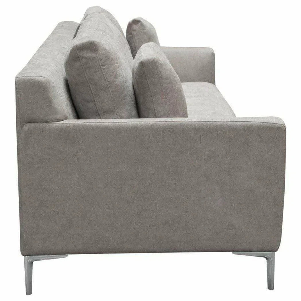 Loose Back Sofa in Grey Fabric Silver Metal Leg Sofas & Loveseats Sideboards and Things  By Diamond Sofa