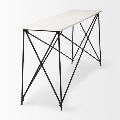 Mercana Lorlei Marble Top Rectangular Console Table