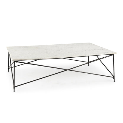 Mercana Lorlei White Marble Top Rectangular Coffee Table