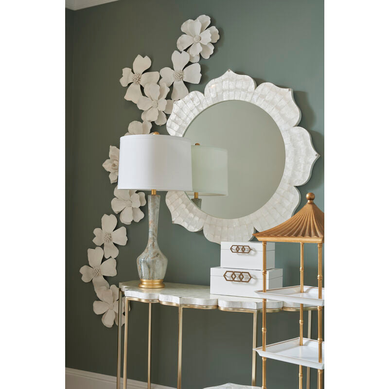 Chelsea House Lotus Flower Metalic Gold Based Console Table