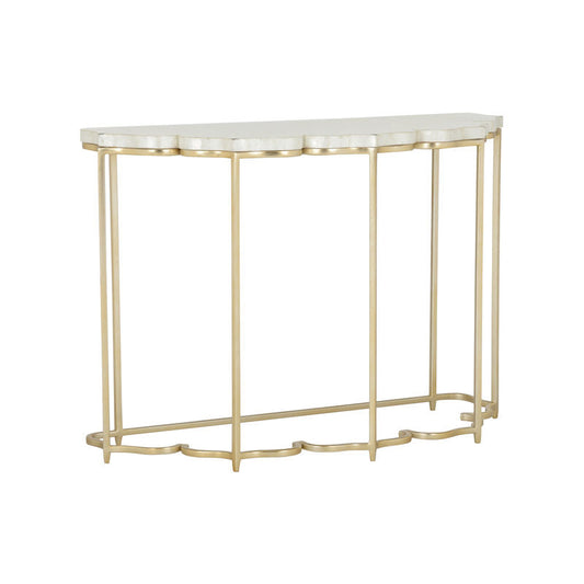 Chelsea House Lotus Flower Metalic Gold Based Console Table