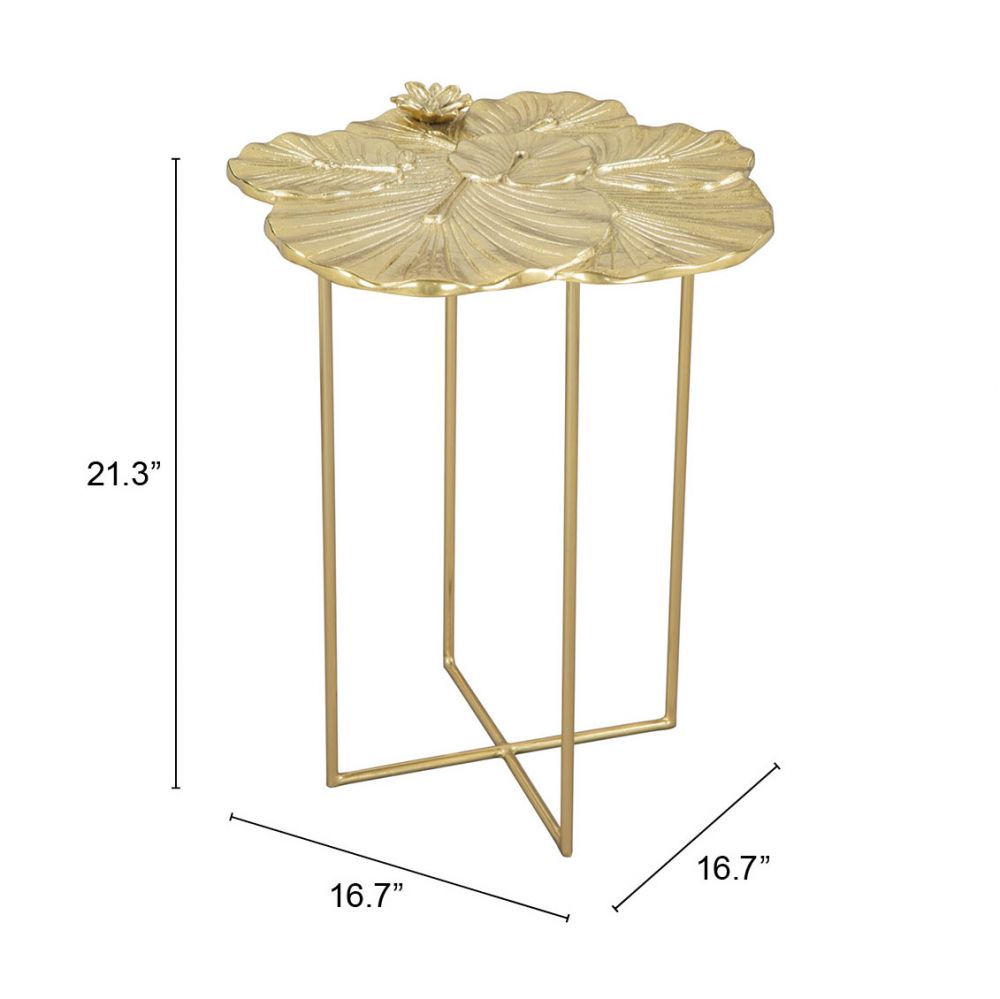 Zuo Modern Lotus Golden Aluminum Side Table
