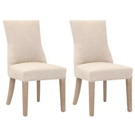Lourdes Dining Chair Set of 2 Bisque French Linen Ash Dining Chairs Sideboards and Things By Essentials For Living