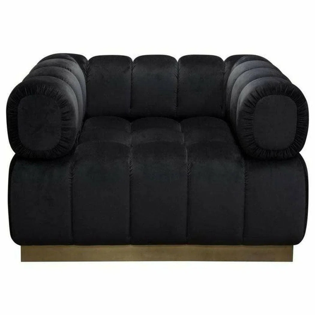 Low Profile Chair in Black Velvet Gold Base Club Chairs Sideboards and Things  By Diamond Sofa