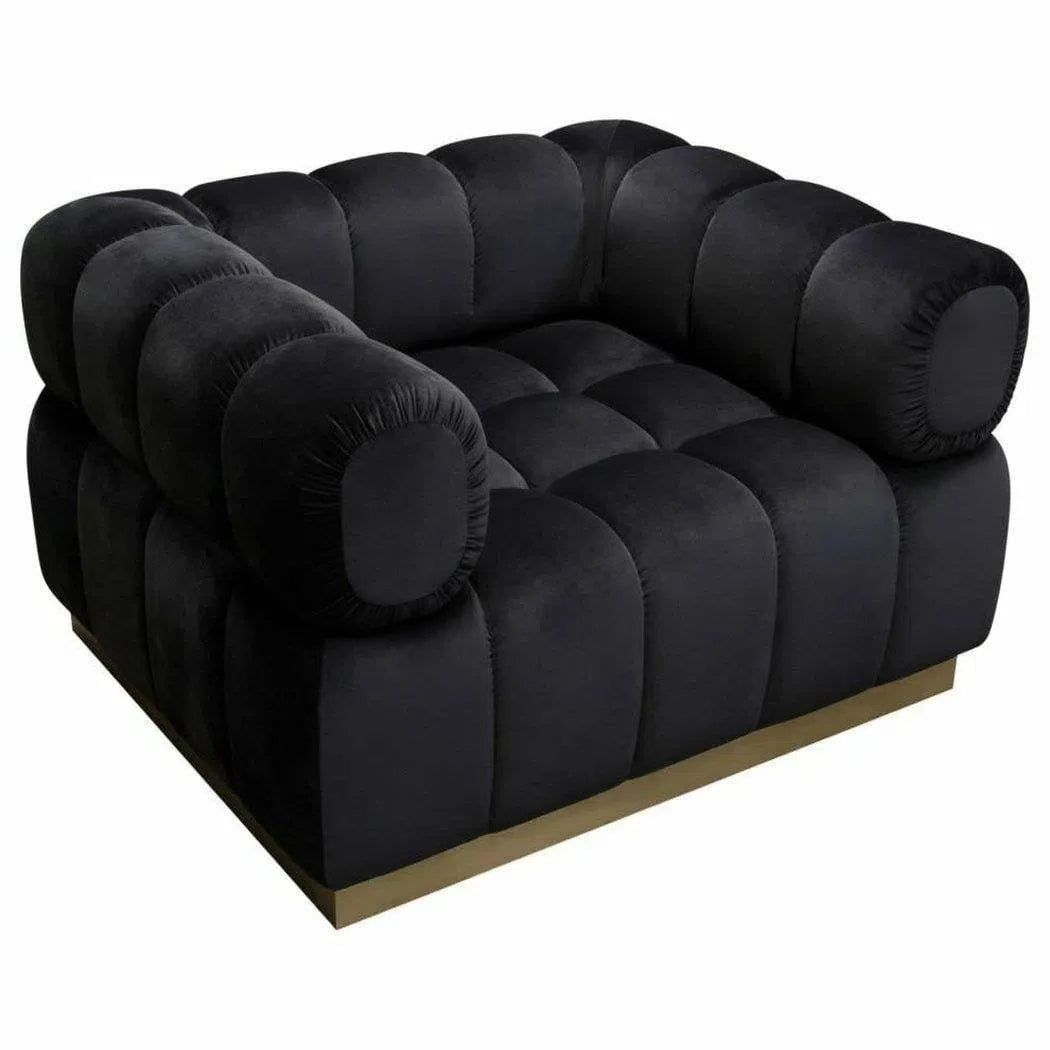 Low Profile Chair in Black Velvet Gold Base Club Chairs Sideboards and Things  By Diamond Sofa