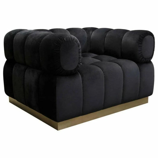 Low Profile Chair in Black Velvet Gold Base Club Chairs Sideboards and Things  By Diamond Sofa