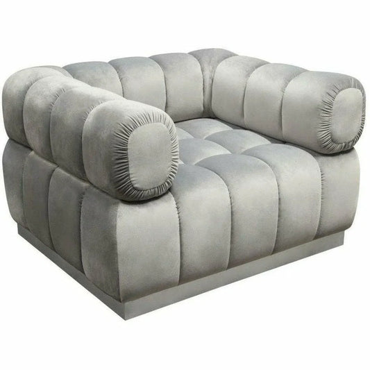 Low Profile Chair in Platinum Grey Velvet Silver Base Club Chairs Sideboards and Things  By Diamond Sofa