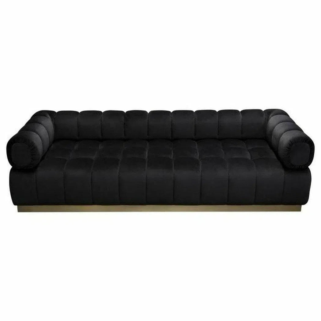 Low Profile Sofa in Black Velvet Gold Base Sofas & Loveseats Sideboards and Things  By Diamond Sofa