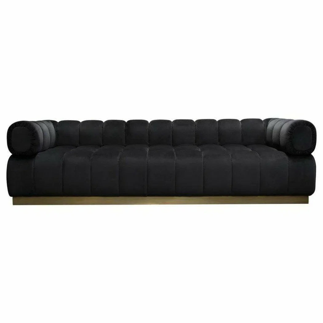 Low Profile Sofa in Black Velvet Gold Base Sofas & Loveseats Sideboards and Things  By Diamond Sofa