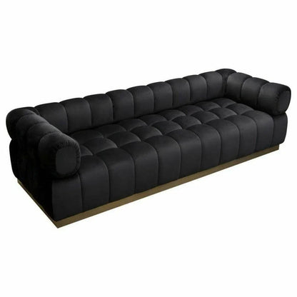 Low Profile Sofa in Black Velvet Gold Base Sofas & Loveseats Sideboards and Things  By Diamond Sofa