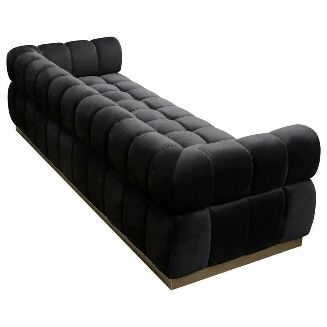 Low Profile Sofa in Black Velvet Gold Base Sofas & Loveseats Sideboards and Things  By Diamond Sofa