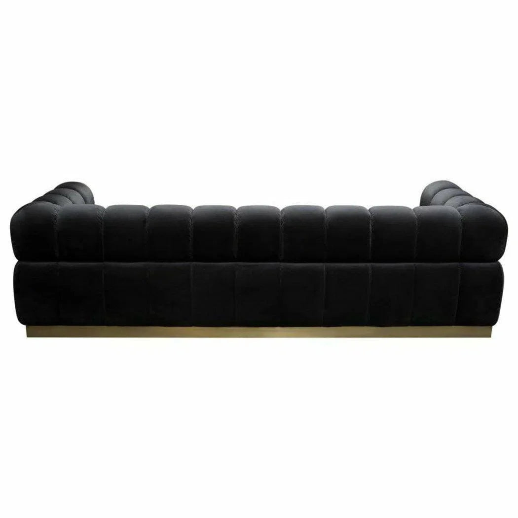 Low Profile Sofa in Black Velvet Gold Base Sofas & Loveseats Sideboards and Things  By Diamond Sofa