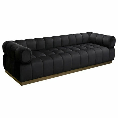 Low Profile Sofa in Black Velvet Gold Base Sofas & Loveseats Sideboards and Things  By Diamond Sofa