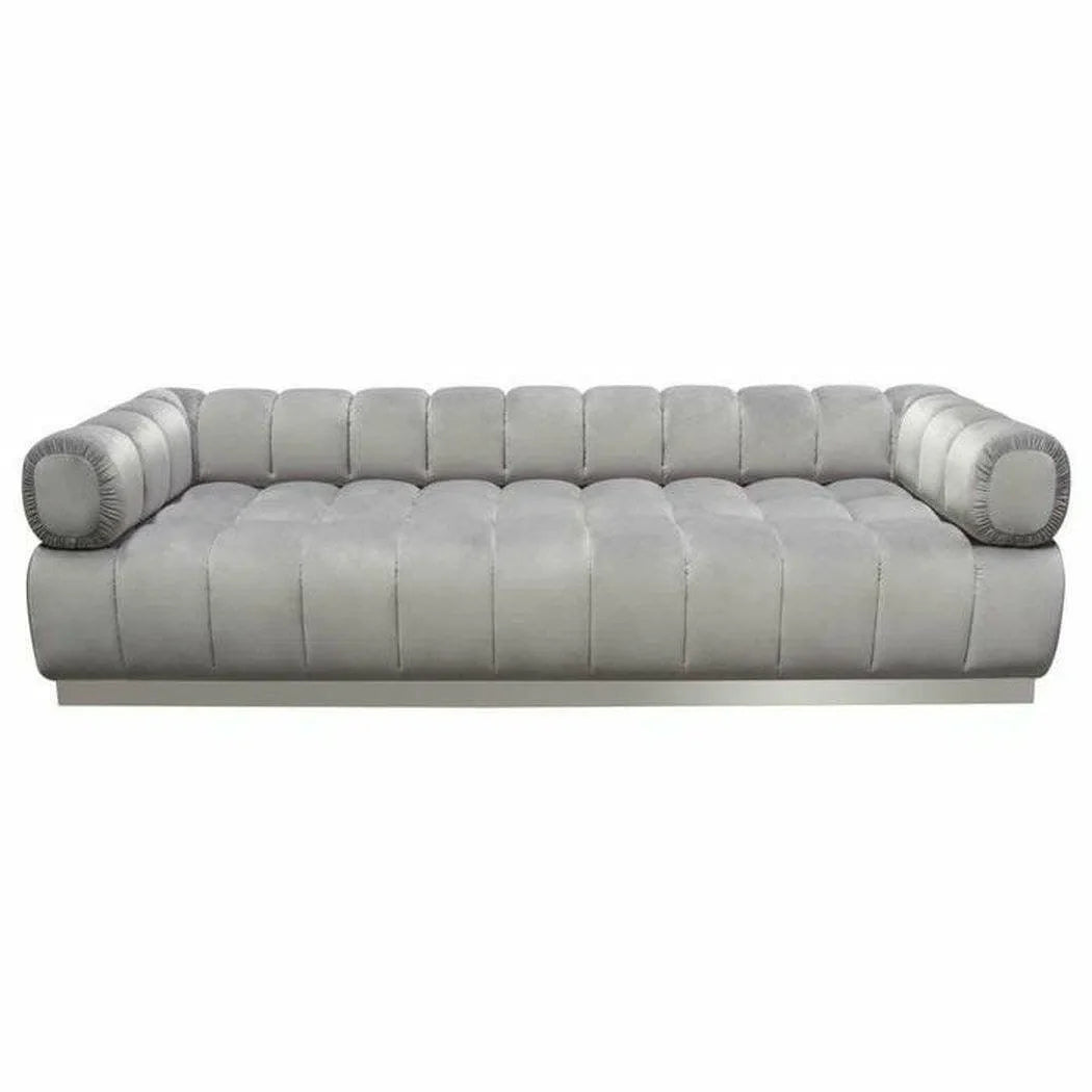 Low Profile Sofa in Platinum Grey Velvet Silver Base Sofas & Loveseats Sideboards and Things  By Diamond Sofa