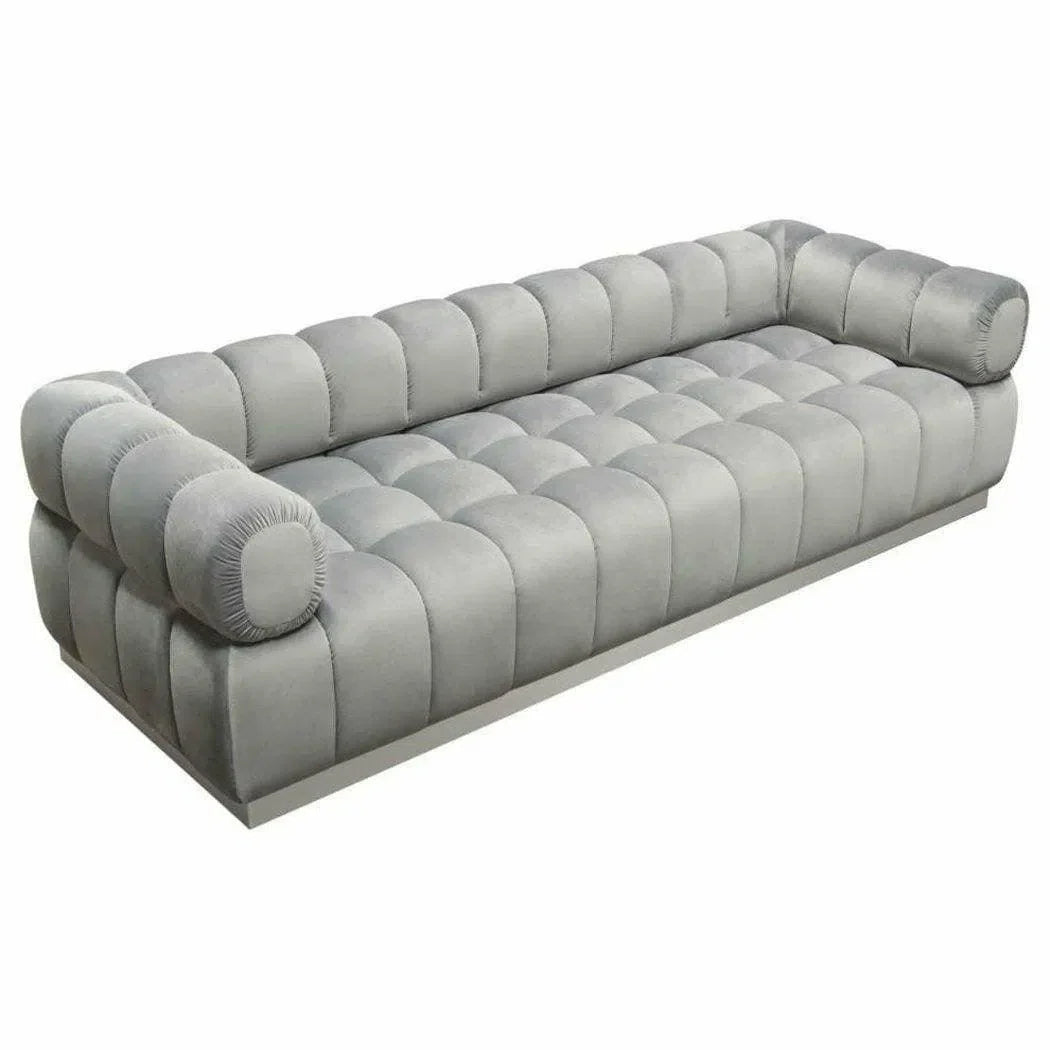 Low Profile Sofa in Platinum Grey Velvet Silver Base Sofas & Loveseats Sideboards and Things  By Diamond Sofa