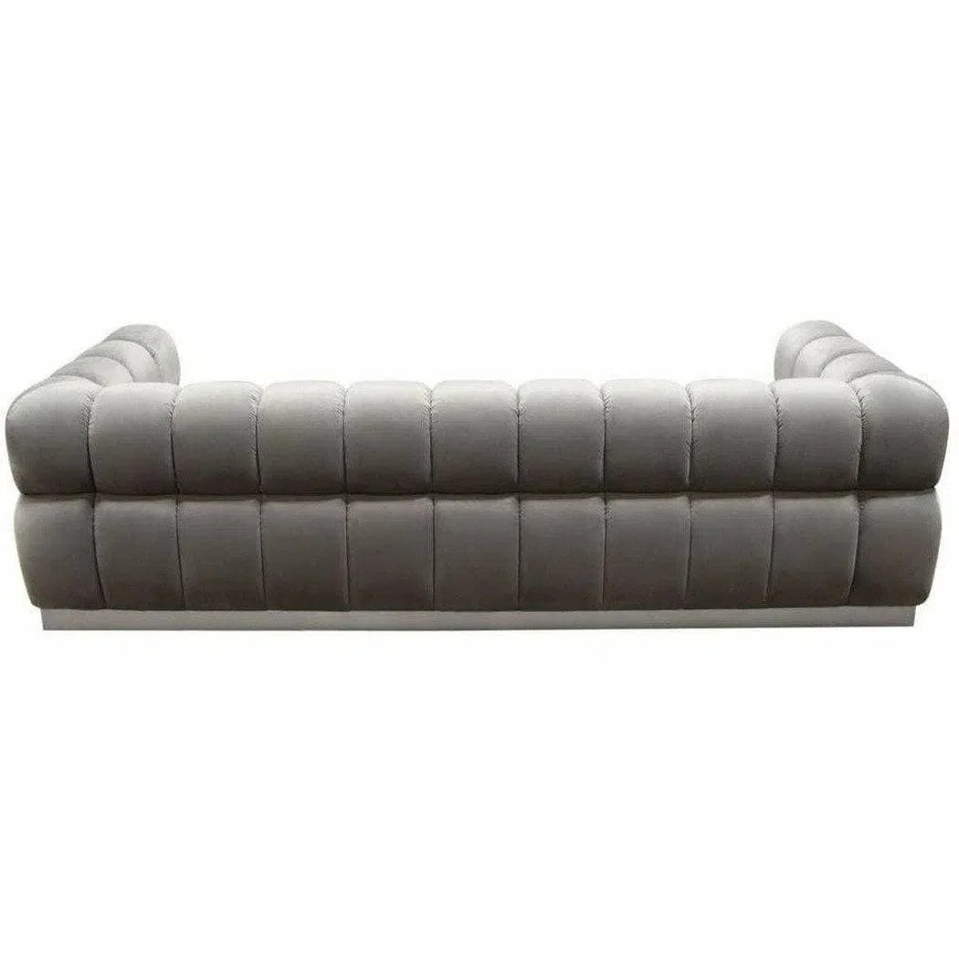 Low Profile Sofa in Platinum Grey Velvet Silver Base Sofas & Loveseats Sideboards and Things  By Diamond Sofa