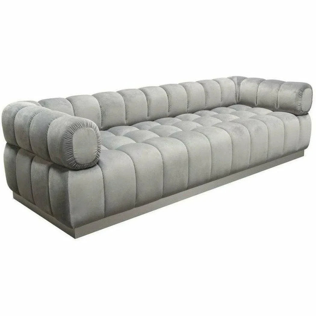 Low Profile Sofa in Platinum Grey Velvet Silver Base Sofas & Loveseats Sideboards and Things  By Diamond Sofa