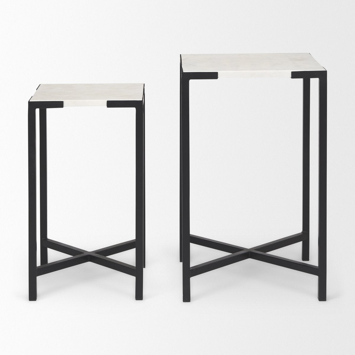 Mercana Lucas Marble Top Square Accent Table 2PC