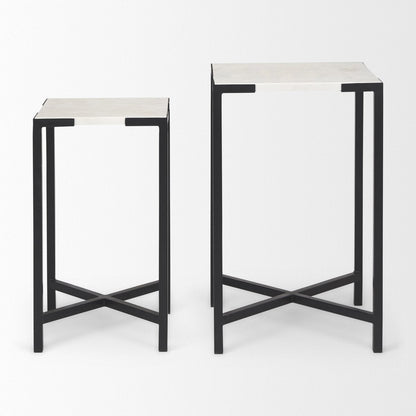 Mercana Lucas Marble Top Square Accent Table 2PC