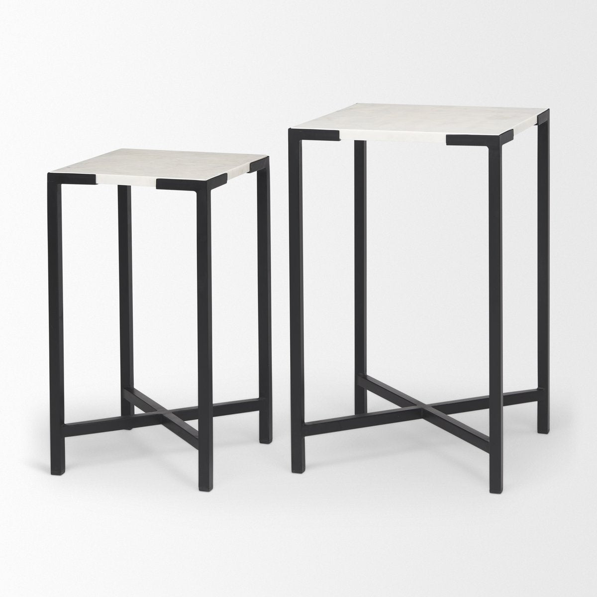 Mercana Lucas Marble Top Square Accent Table 2PC