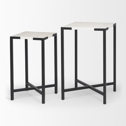 Mercana Lucas Marble Top Square Accent Table 2PC