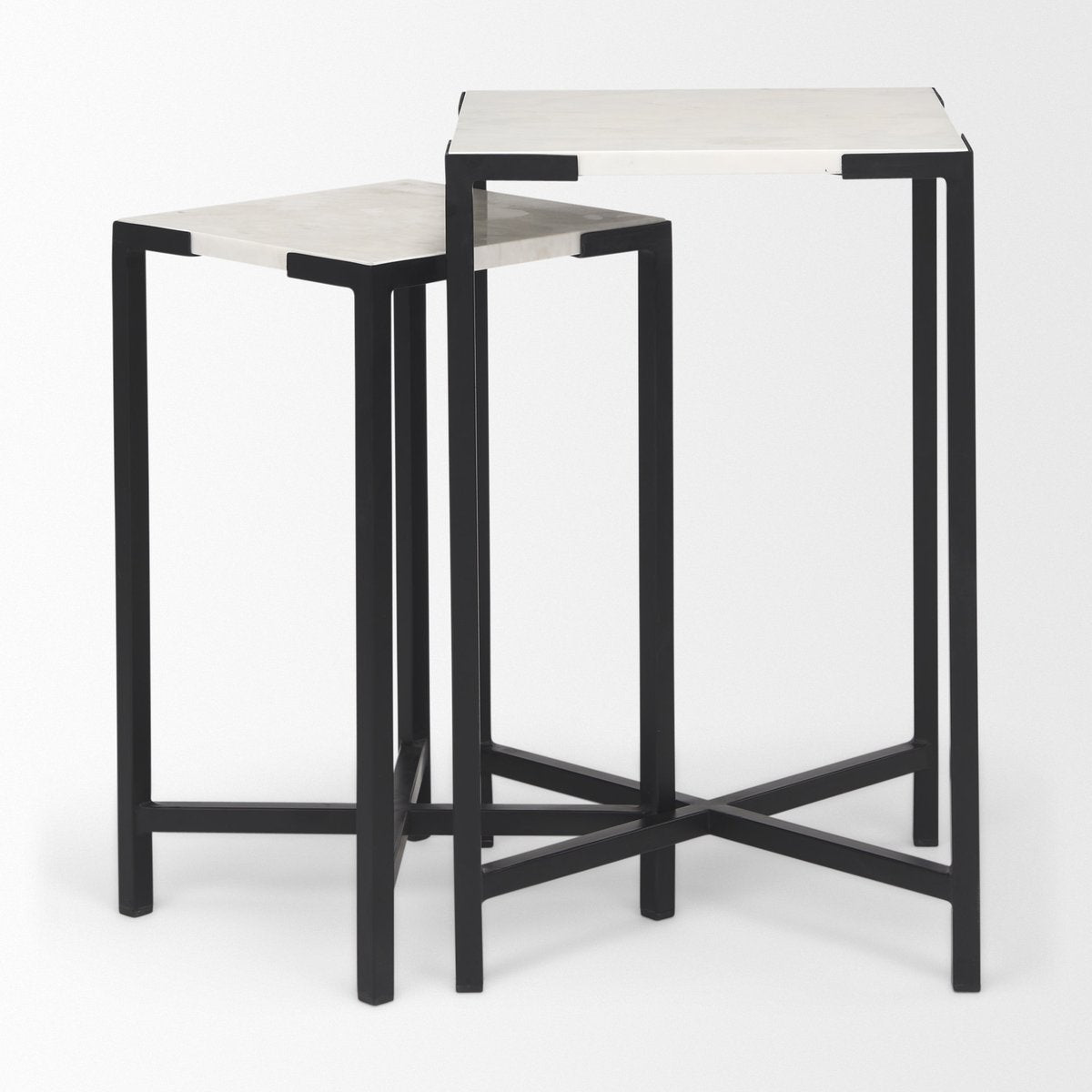 Mercana Lucas Marble Top Square Accent Table 2PC