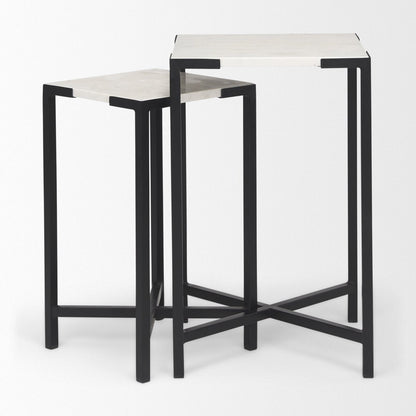 Mercana Lucas Marble Top Square Accent Table 2PC