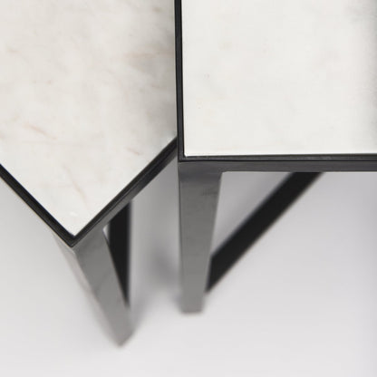 Mercana Lucas Marble Top Square Accent Table 2PC