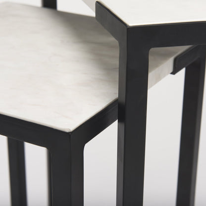 Mercana Lucas Marble Top Square Accent Table 2PC