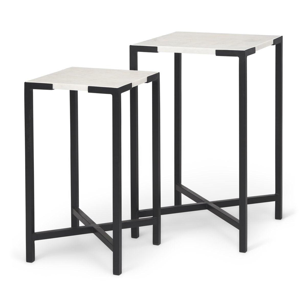 Mercana Lucas Marble Top Square Accent Table 2PC