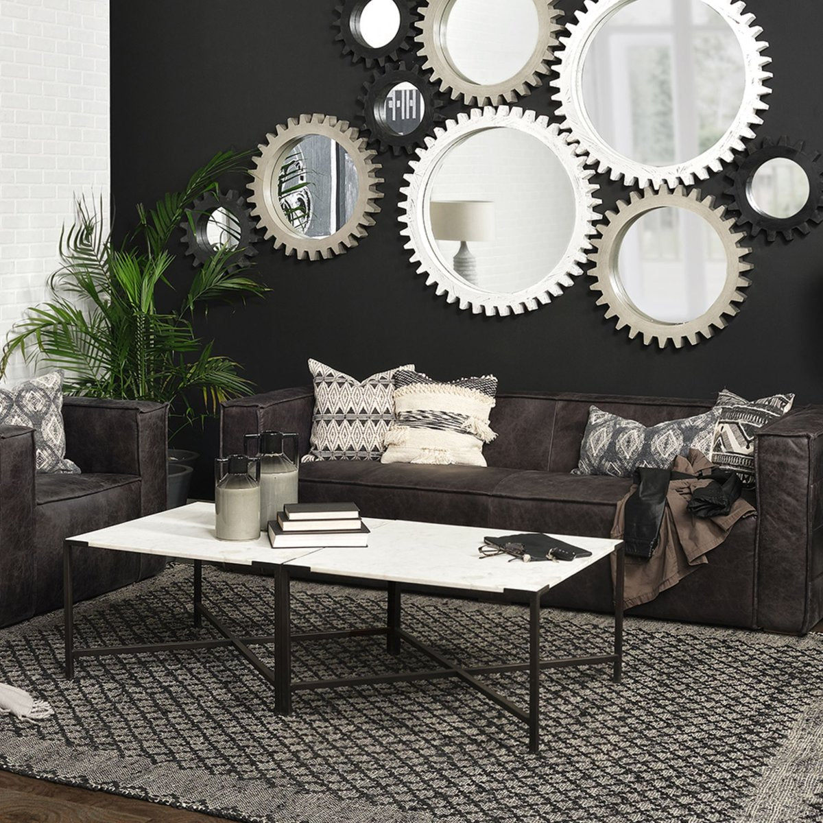 Mercana Lucas White Marble Top Square Coffee Table