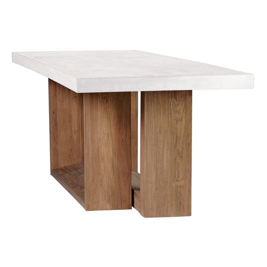 Lucca Teak and Concrete Counter Table - Ivory White Outdoor Accent Table-Outdoor Side Tables-Seasonal Living-Sideboards and Things