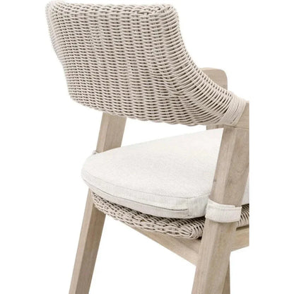 Lucia Outdoor Counter Stool Arms White Wicker & Teak-Outdoor Counter Stools-Essentials For Living-LOOMLAN