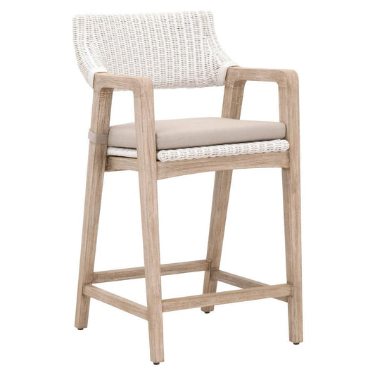 Lucia White Wicker Counter Stool With Back and Arms Counter Stools Sideboards and Things By Essentials For Living