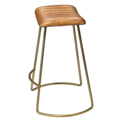 Luke Brown Buffalo Leather Counter Stoolout Back - LOOMLAN - Jamie Young - Counter Stools