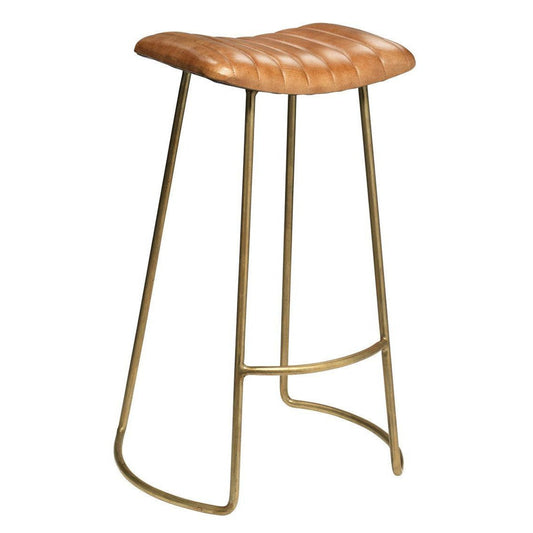 Luke Brown Buffalo Leather Metal Bar Stool Without Back Bar Stools Sideboards and Things By Jamie Young