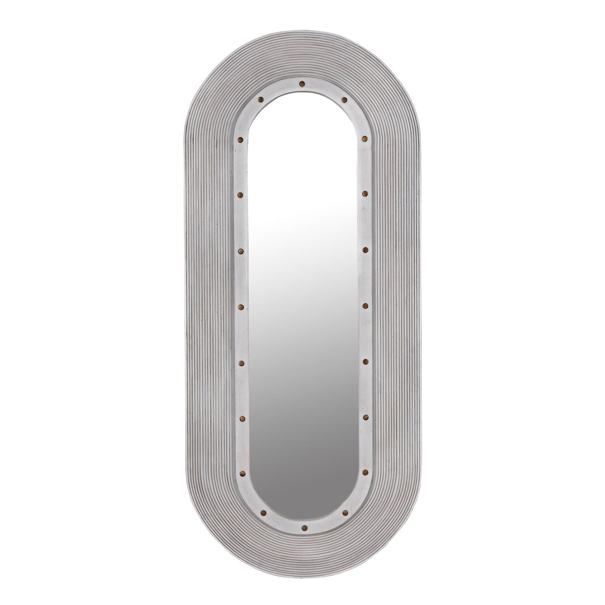 Luna Mirror, White Washed Oval Wall Mirror-Wall Mirrors-Noir-Sideboards and Things